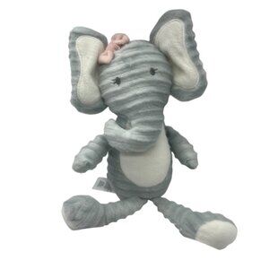 Chick Pea Baby Gray Elephant Plush Stuffed Animal 12" Tall Ribbed Texture